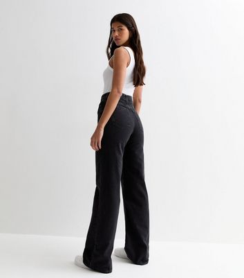 Tall Black High Waist Adalae Wide Leg Jeans