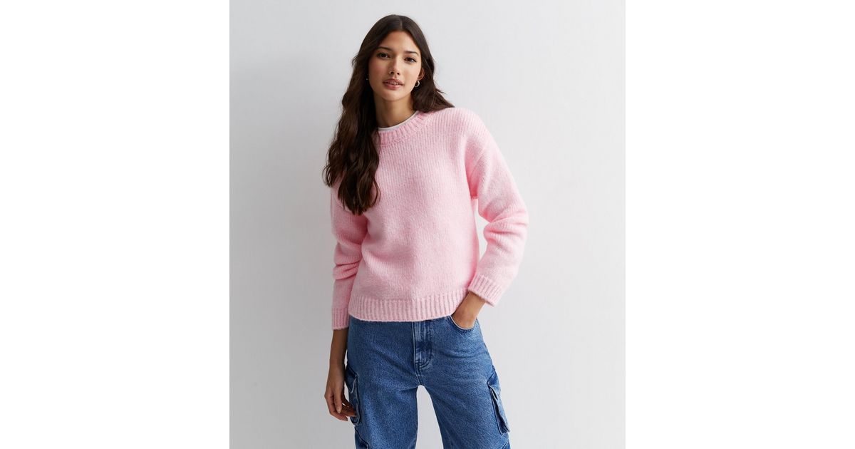 Pink Knit Crew Neck Jumper