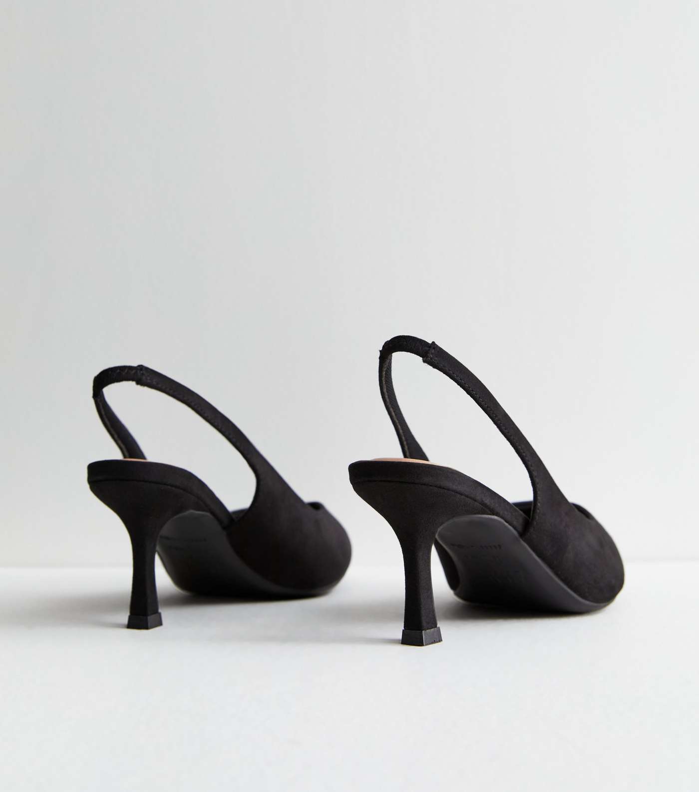 Wide Fit Black Suedette Slingback Stiletto Court Shoes Image 4