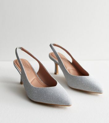 Silver grey 2025 slingback shoes