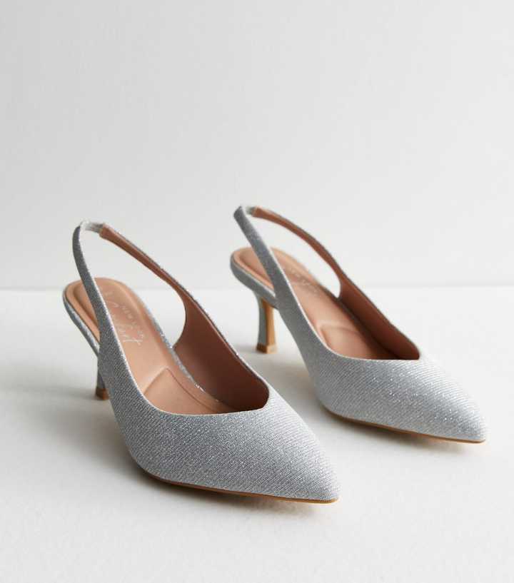 silver grey slingback shoes