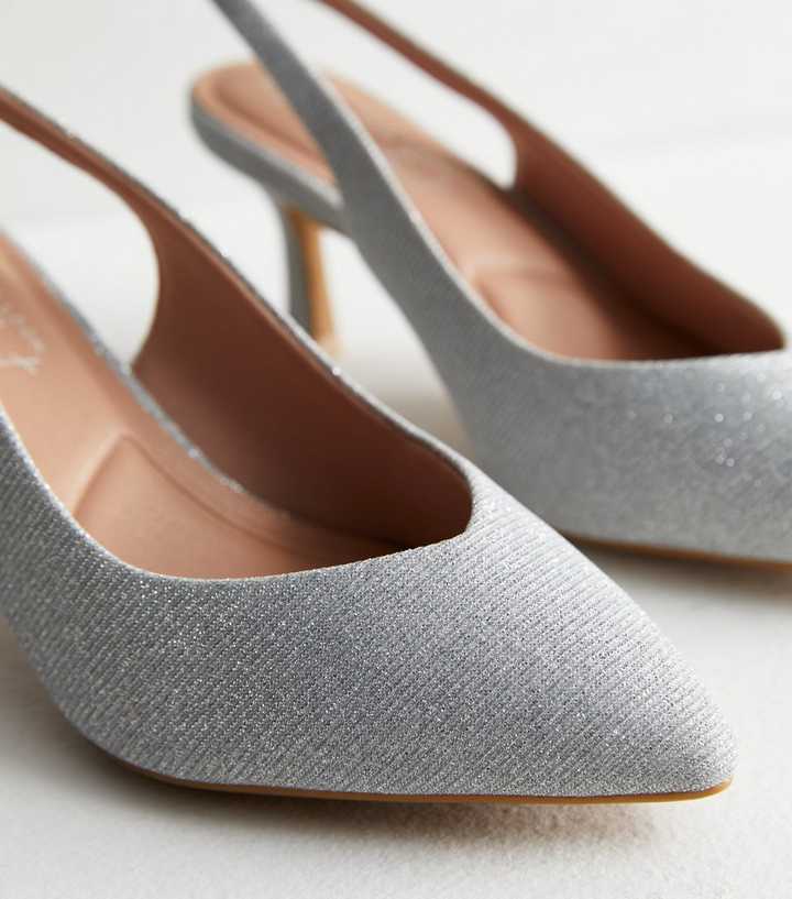 wide fit silver slingback shoes