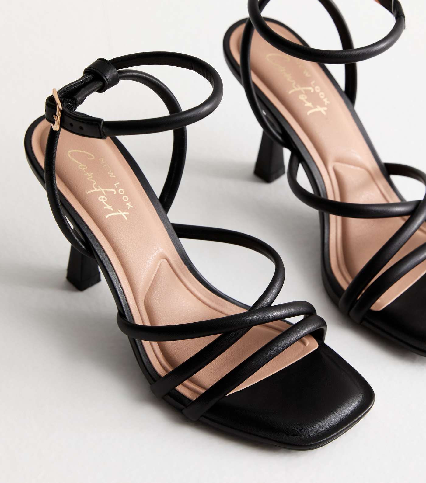 Black Multi Strap Stiletto Heel Sandals Image 3