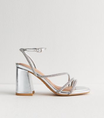 Silver one strap heels online