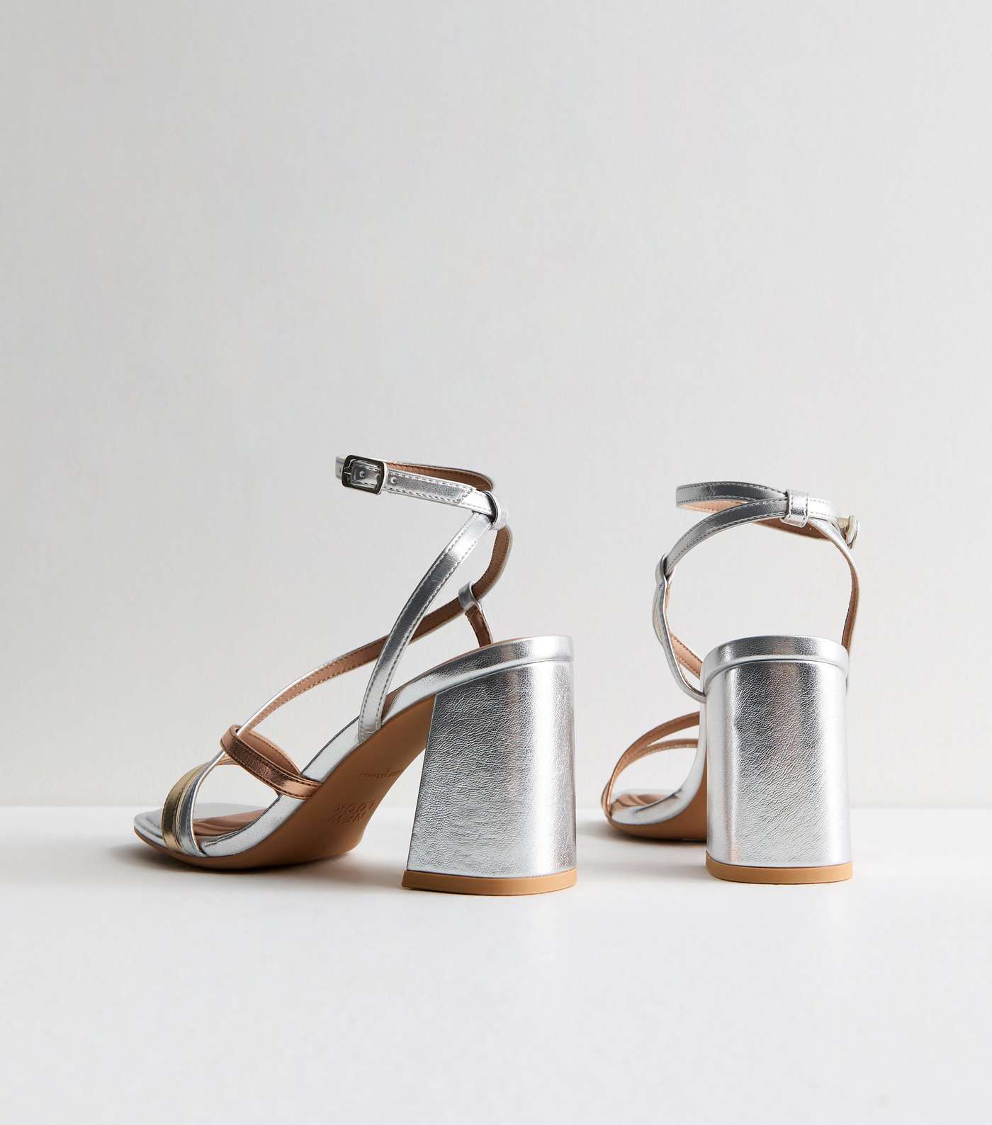 Multi Metallic Strappy Block Heel Sandals Image 4