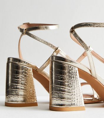 Gold block sandals online