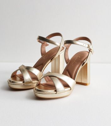 ASOS DESIGN Wide Fit Neva Barely There Heeled Sandals In Rose Gold for Women