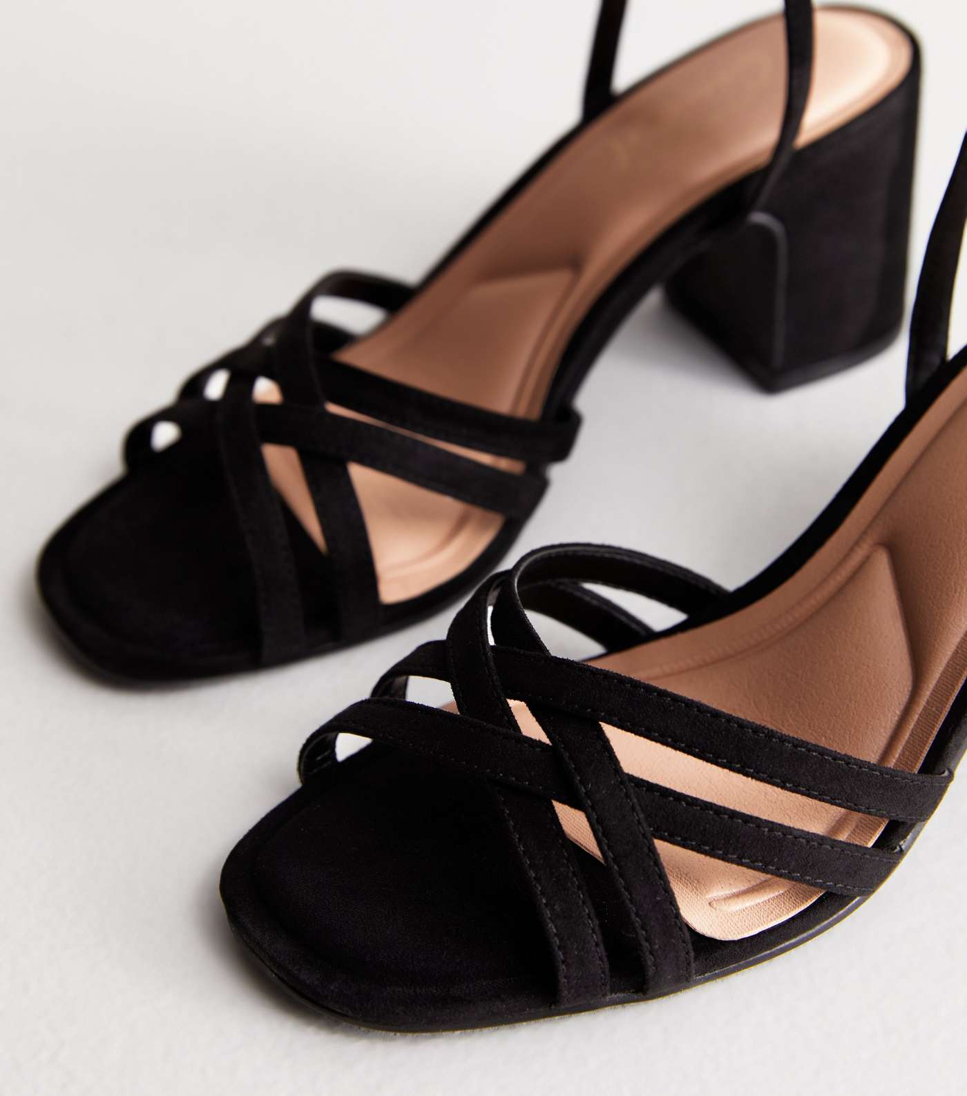 Black Suedette Strappy Block Heel Sandals Image 4