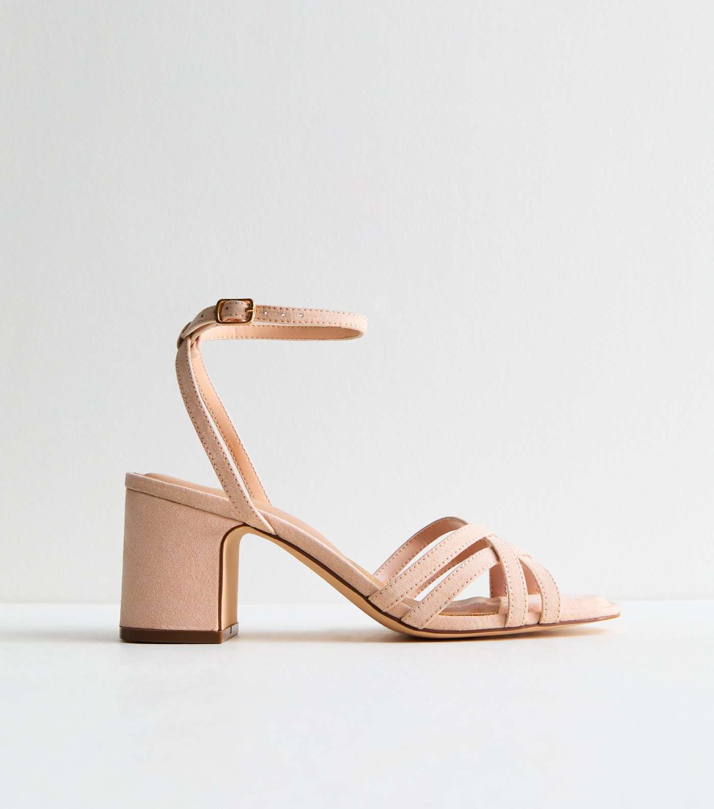 Pale Pink Suedette Strappy Block Heel Sandals Image 5