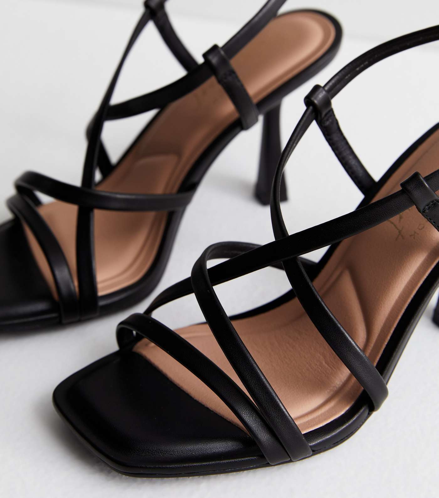 Wide Fit Black Strappy Stiletto Heel Sandals Image 5