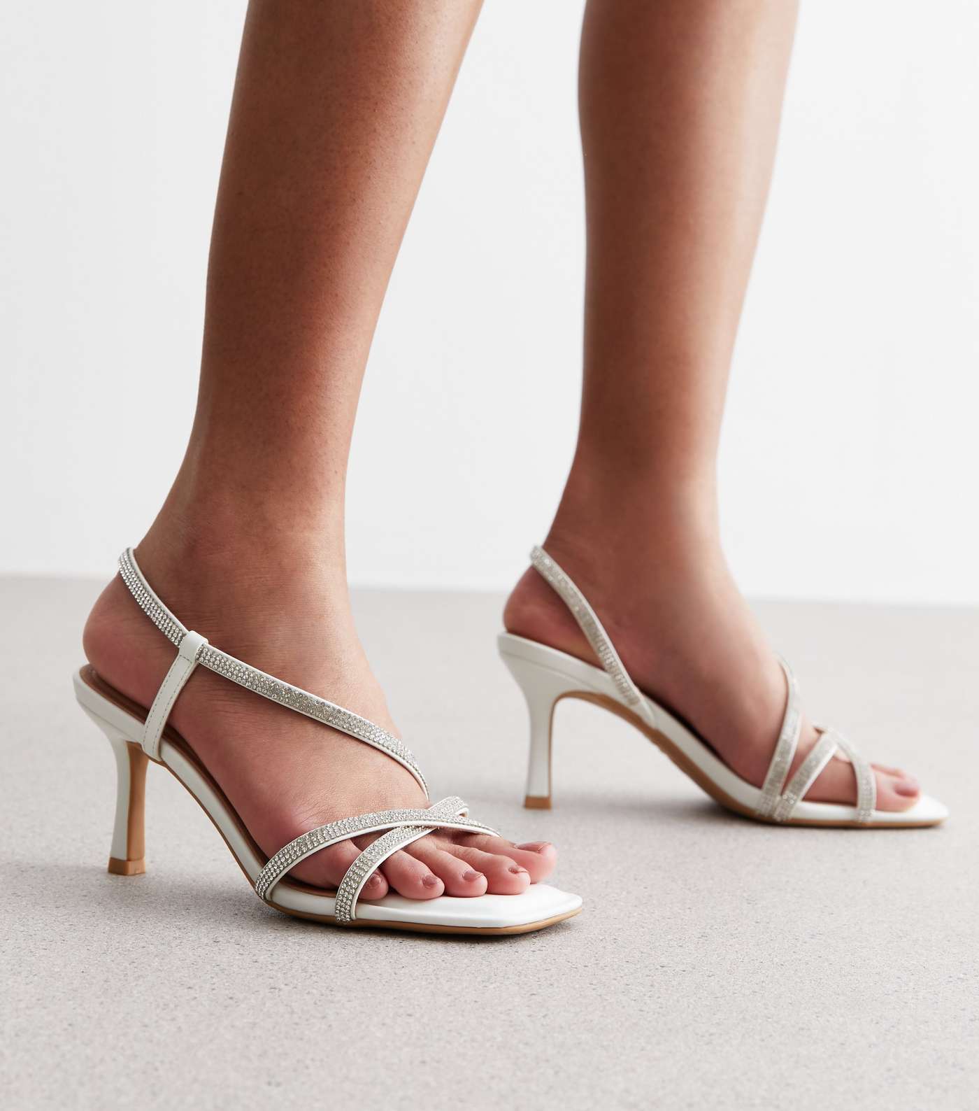 Wide Fit Diamonte Multi Strap Heel Sandals Image 2