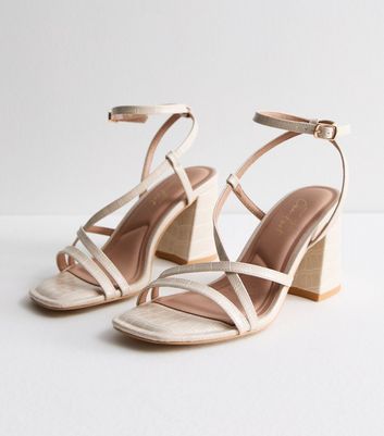 New look wide fit block heel sandal in clearance nude