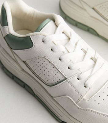 White Panelled Two Tone Trainers New Look