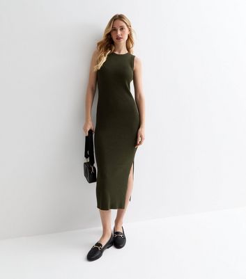 Dark green knitted dress best sale