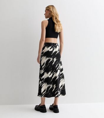 Black Abstract Pattern Midi Skirt New Look