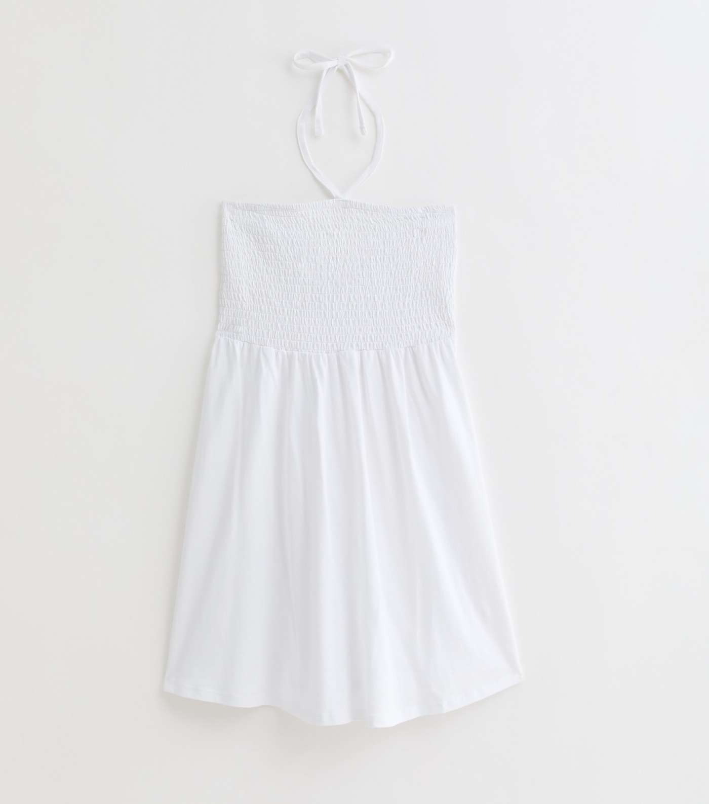 White Shirred Halterneck Mini Dress Image 5