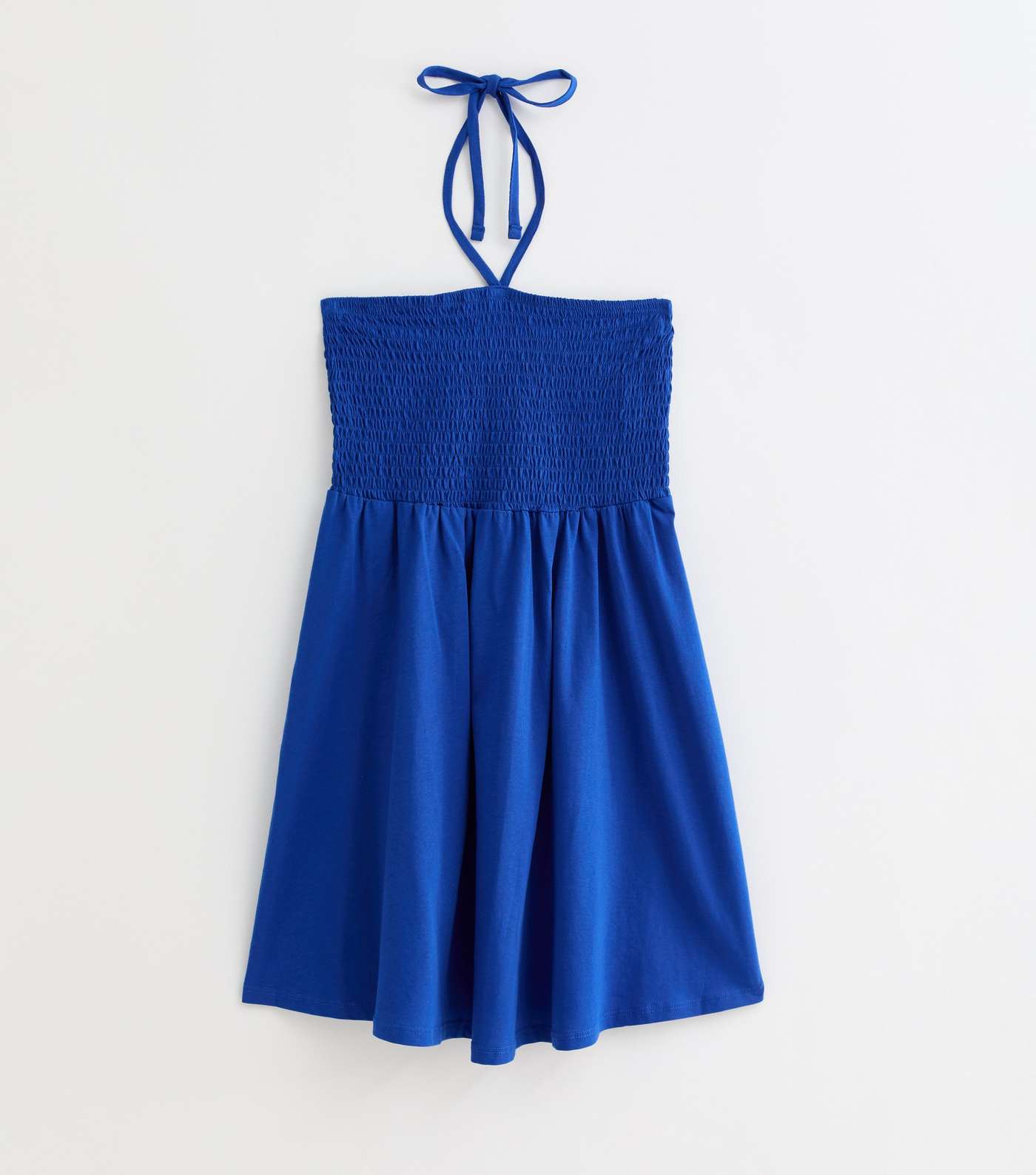 Blue Shirred Halterneck Mini Dress Image 5