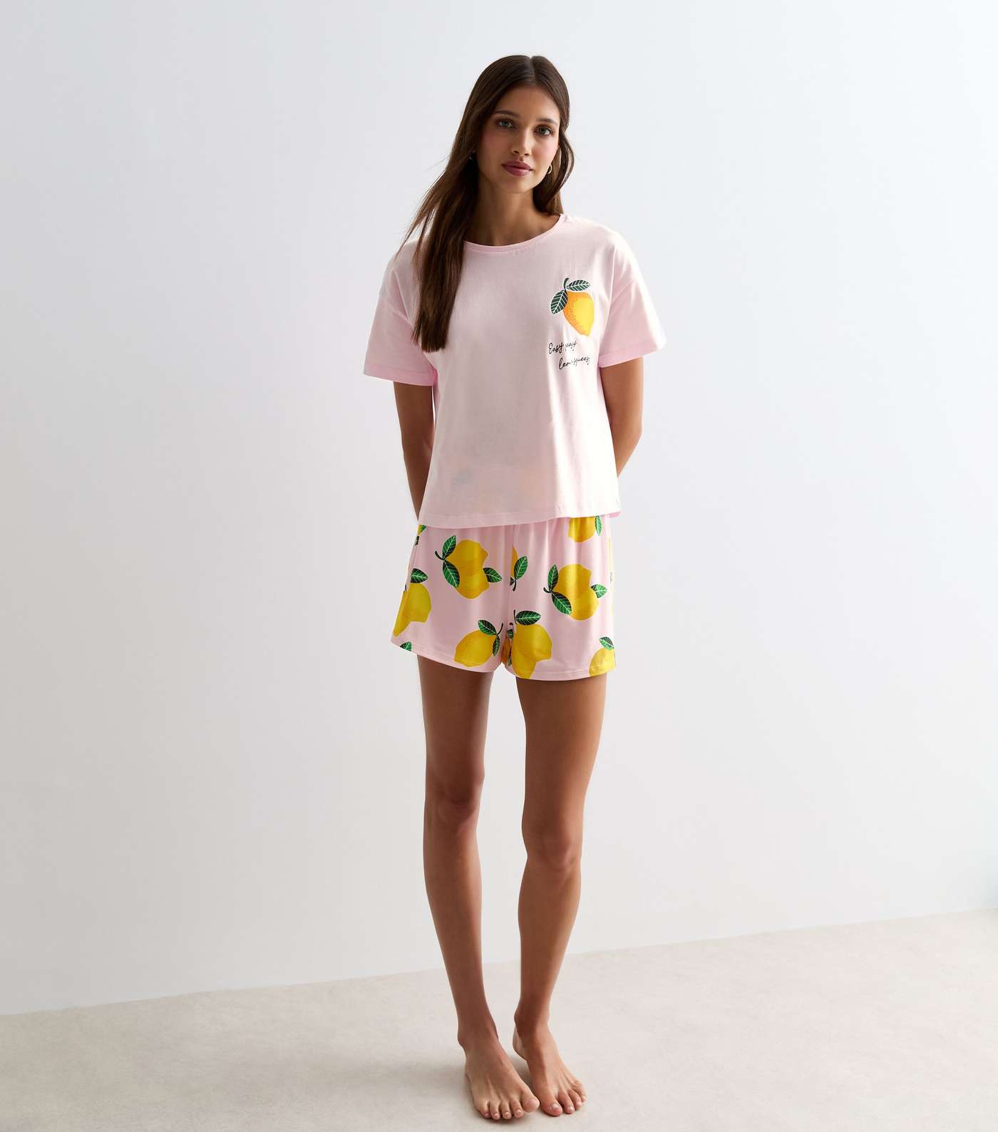 Pink Lemon Print Short Pyjama Set Image 3