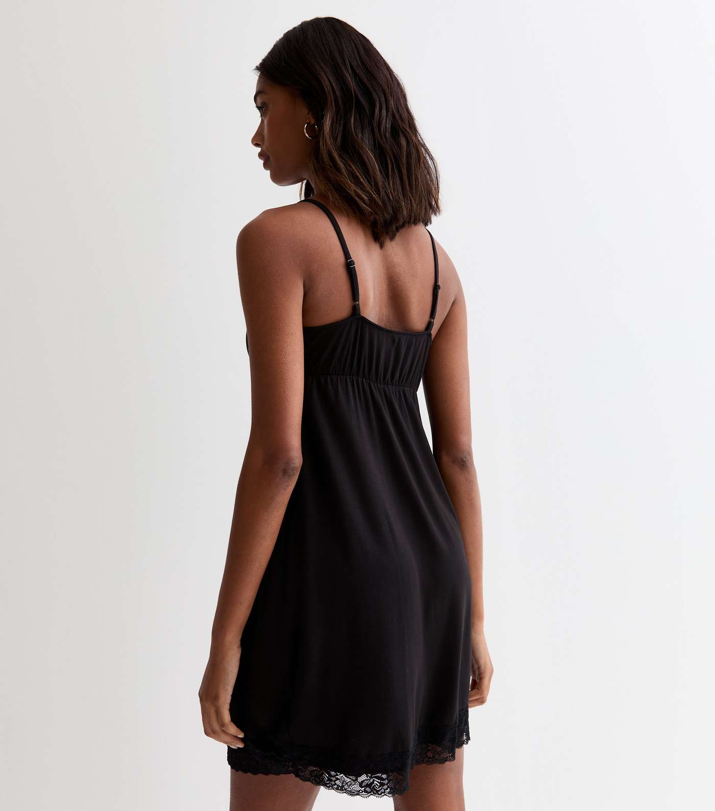 Black Lace-Trim Jersey Night Dress Image 4