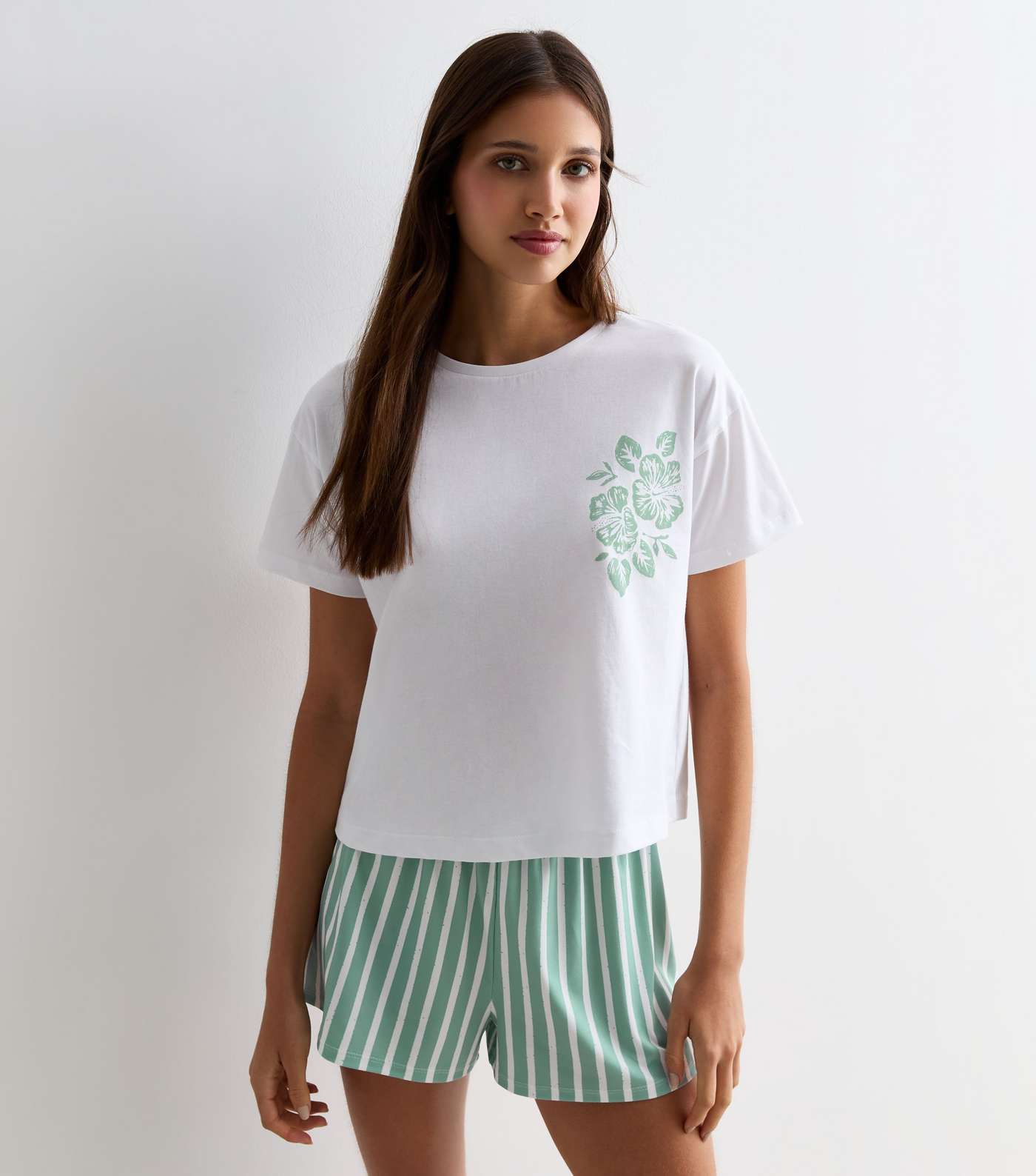 Green Stripe Short Pyjama Set Image 3