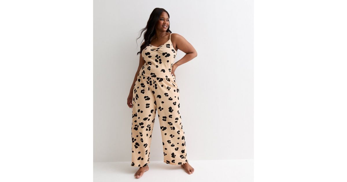 Curves Light Brown Leopard Print Cotton Cami Pyjama Set | New Look
