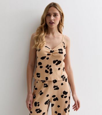 Brown Leopard Print Cotton Cami Pyjama Set New Look