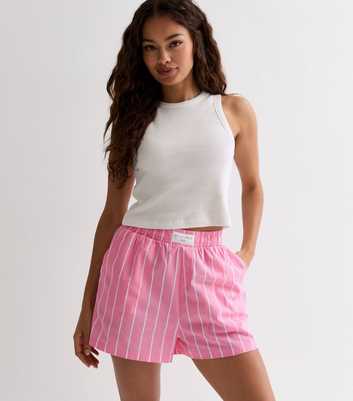 Petite Pink Stripe Boxer Short Pyjama Set