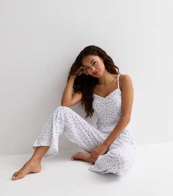 Petite White Ditsy Floral Pointelle Cami Pyjama Set