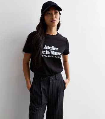 Black Cotton Atelier De La Muse Logo T-Shirt