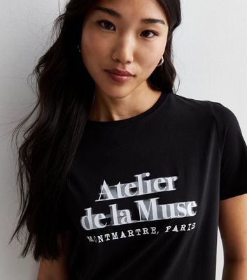 Black Cotton Atelier De La Muse Logo T-Shirt New Look