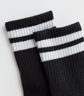 Black Ribbed Stripe Tube Socks