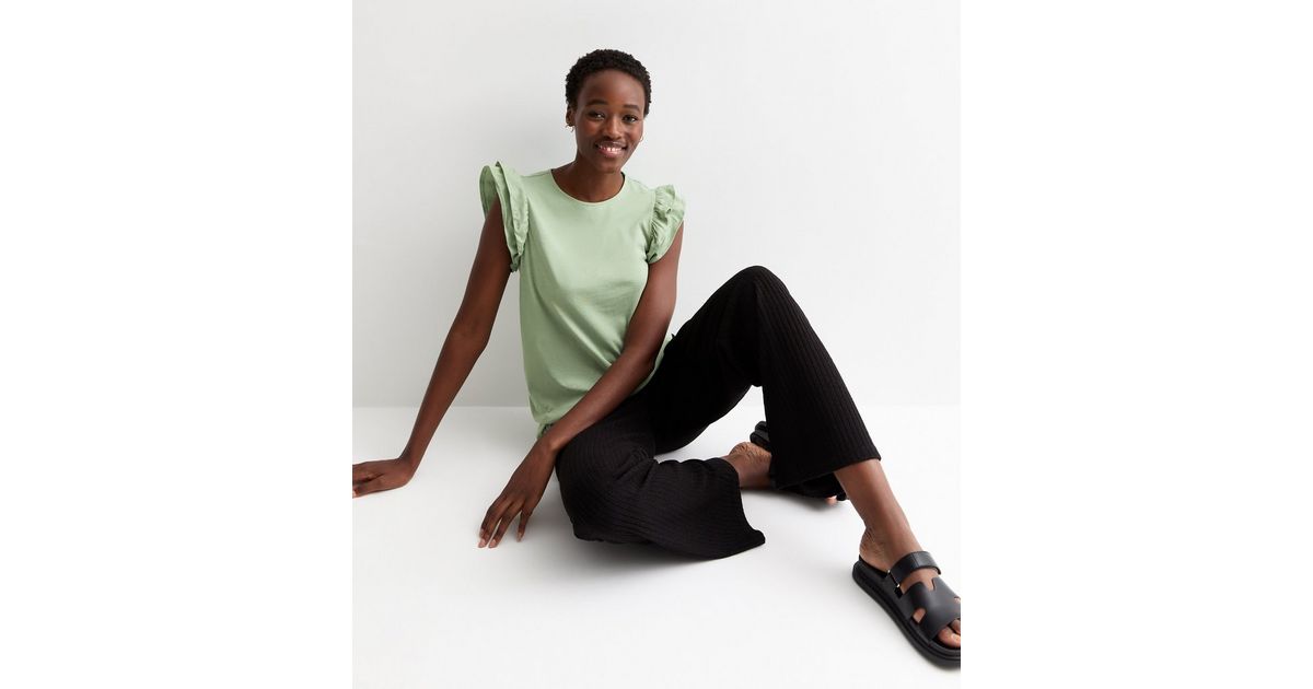 Garment Dyed Cotton Frill Sleeve Top main image 1