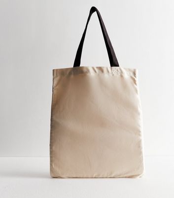 Beige Abstract Pattern Cotton Tote Bag New Look