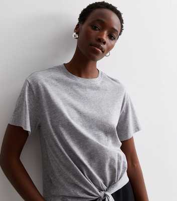 Tall Grey Tie Front T-Shirt