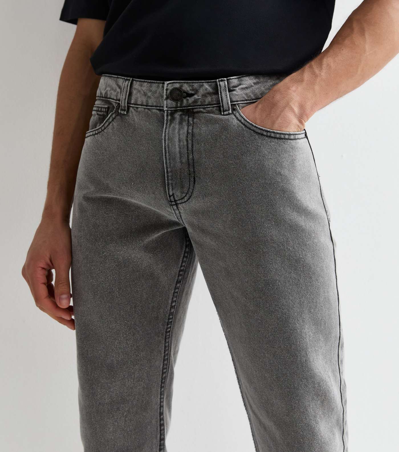 Pale Grey Straight Jeans Image 5