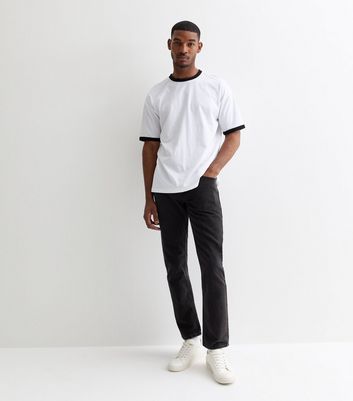 Washed Black Straight Fit Jeans New Look