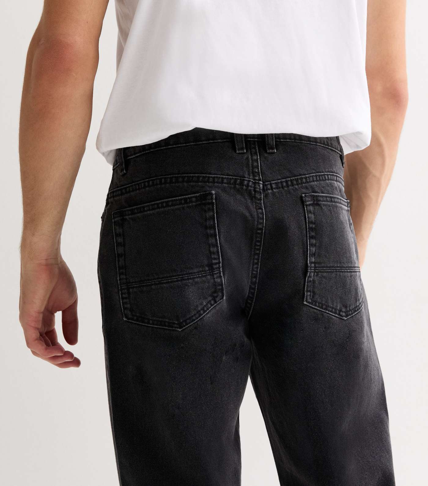 Black Washed Relaxed Fit Jeans Image 4