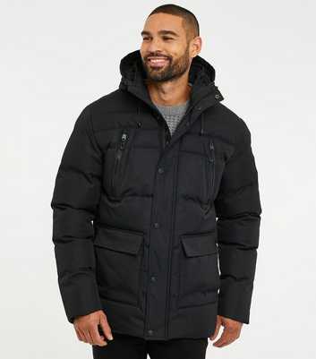 Threadbare Black Padded Hooded Jacket