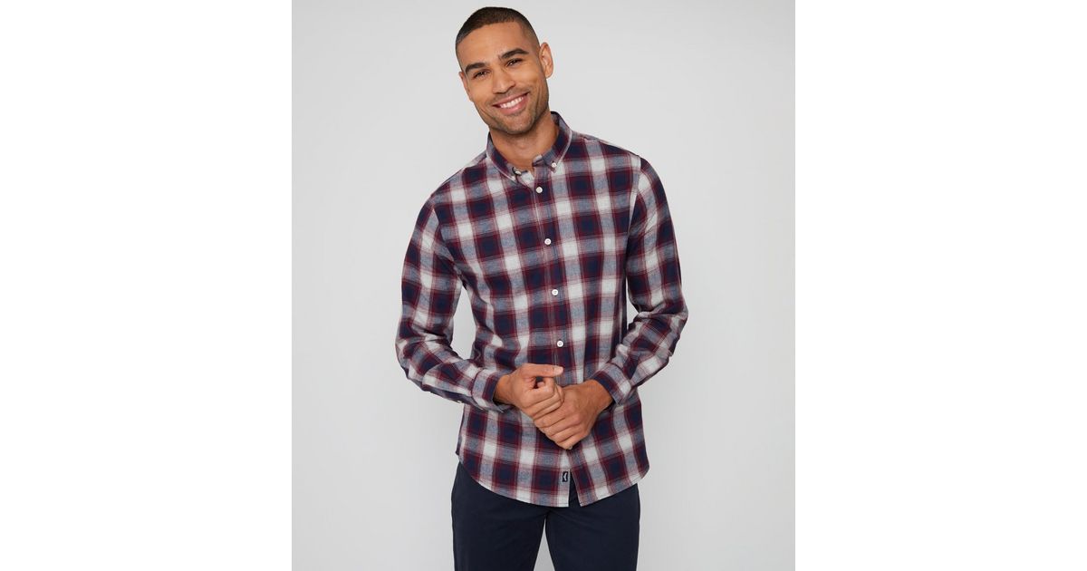 Threadbare Burgundy Check Long Sleeve Shirt New Look
