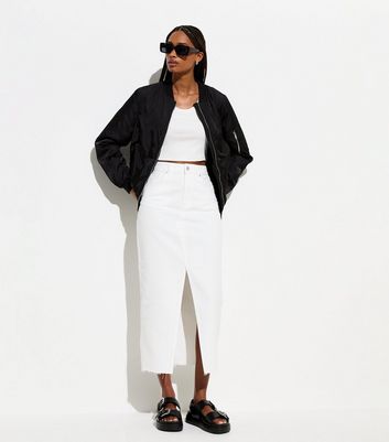 New look sales white denim skirt