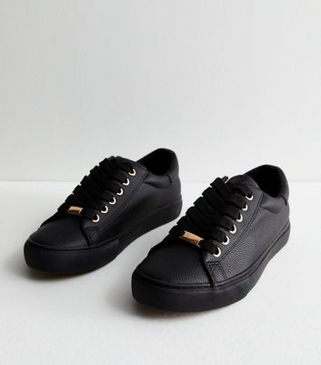 Black trainers leather womens on sale