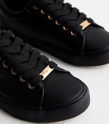 Ladies black fashion trainers online