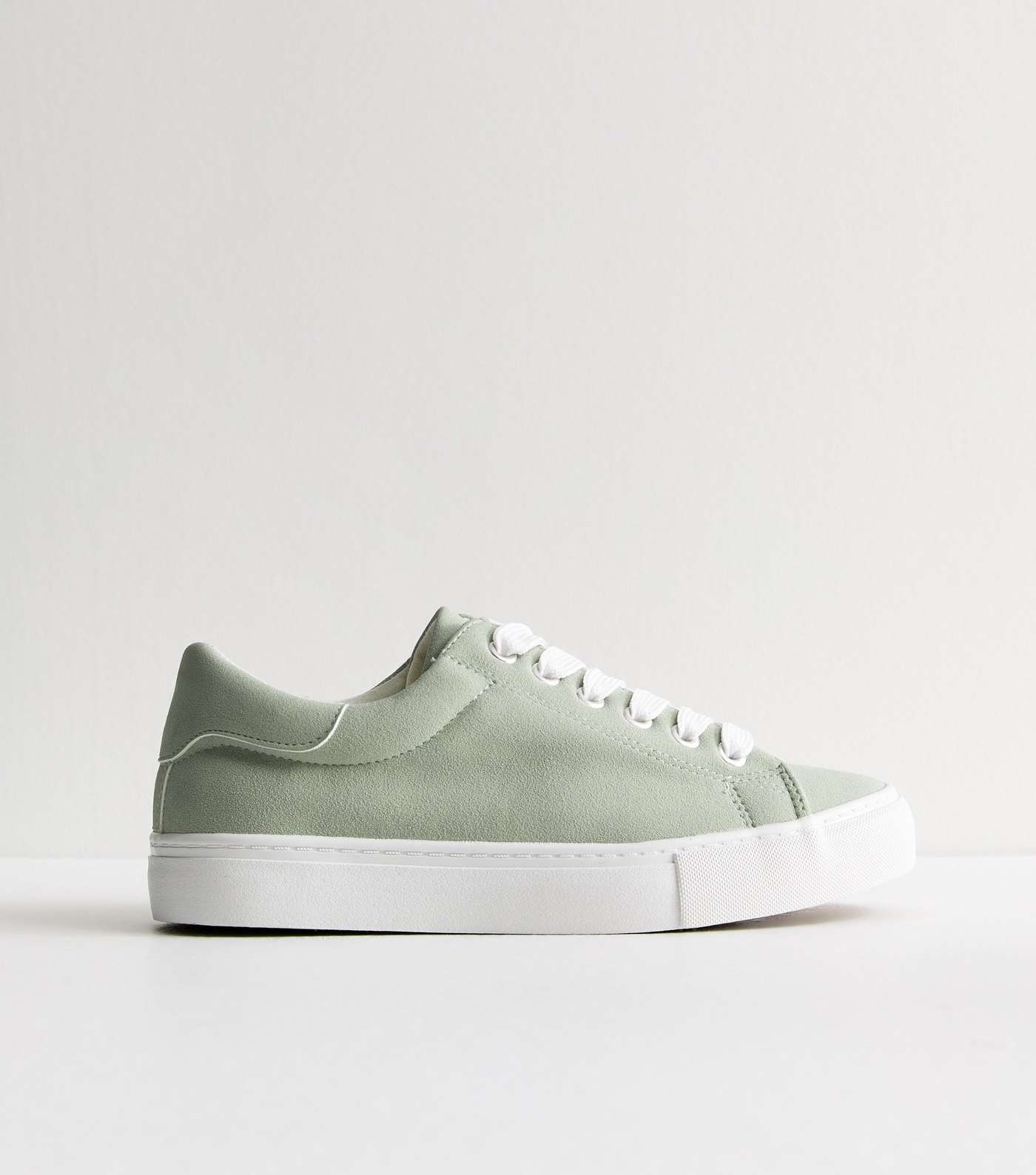 Wide Fit Mint Green Suedette Lace Up Trainers Image 5