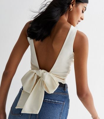 Satin best sale backless top