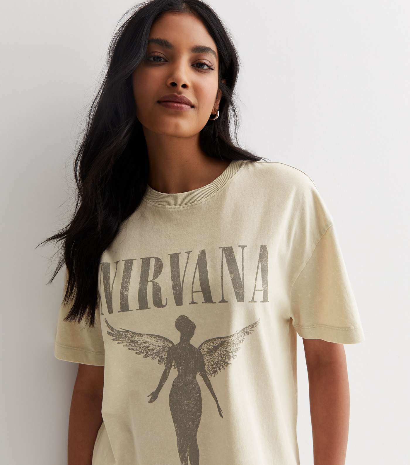  Cream Nirvana Logo Oversized T-Shirt Image 2