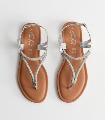 Silver flat clearance sandals size 12