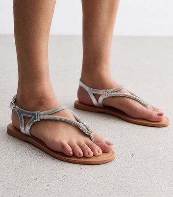 Silver toe store post sandals