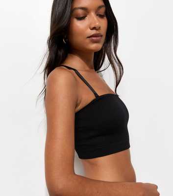 Black Rib Seamless Soft Multiway Bandeau Bra