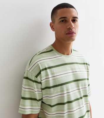 Green Stripe Cotton Oversized T-Shirt
