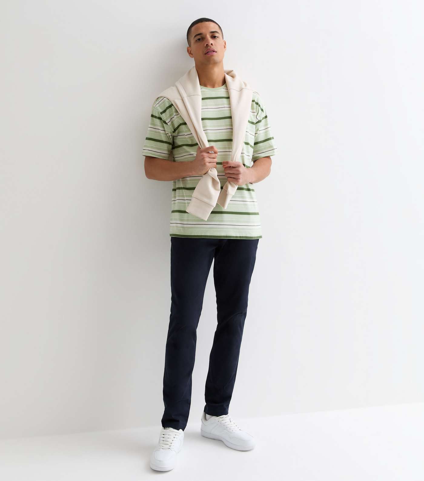 Green Stripe Cotton Oversized T-Shirt Image 3